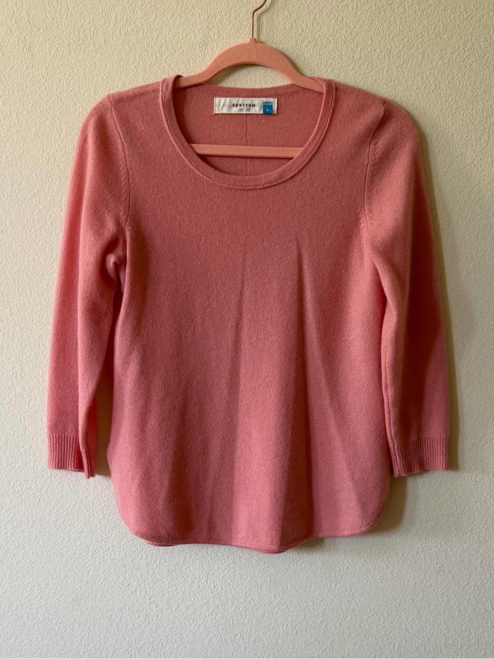 EUC ANTHRO Sparrow brand 100% Cashmere Pink Sweater size small